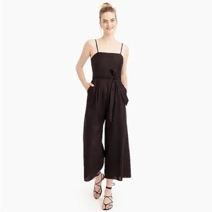 NWT J. Crew Linen Wide Leg Belted Jumpsuit Black Size 10